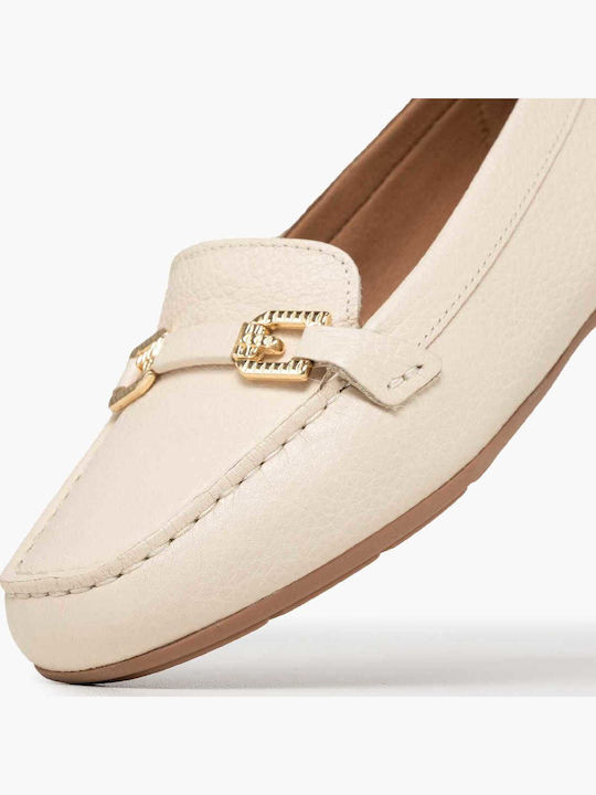 Annytah.moc Leather Women's Loafers in Beige Color