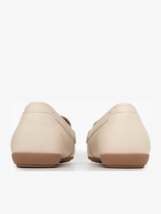 Annytah.moc Leather Women's Loafers in Beige Color