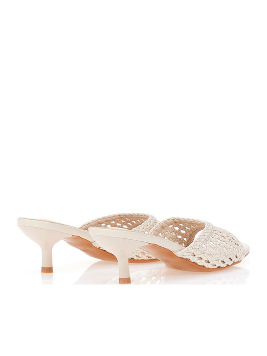 Mules mit Hoch Absatz in Beige Farbe