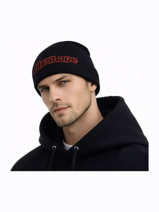 Beanie Unisex Σκούφος Πλεκτός σε Μαύρο χρώμα