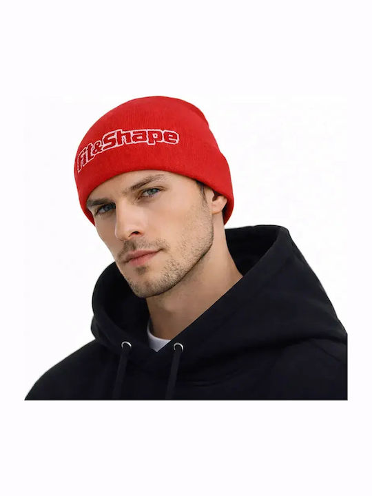 Beanie Unisex Σκούφος Πλεκτός σε Κόκκινο χρώμα