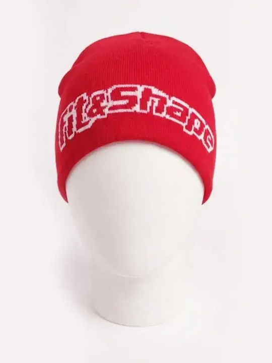 Beanie Unisex Σκούφος Πλεκτός σε Κόκκινο χρώμα