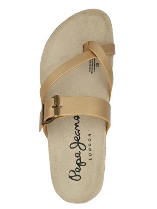 Women's Flat Sandals in Gold Color