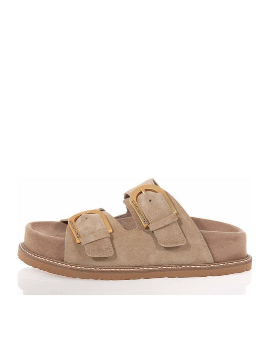 Δερμάτινα Γυναικεία Ανατομικά Σανδάλια Flatforms Ταμπά