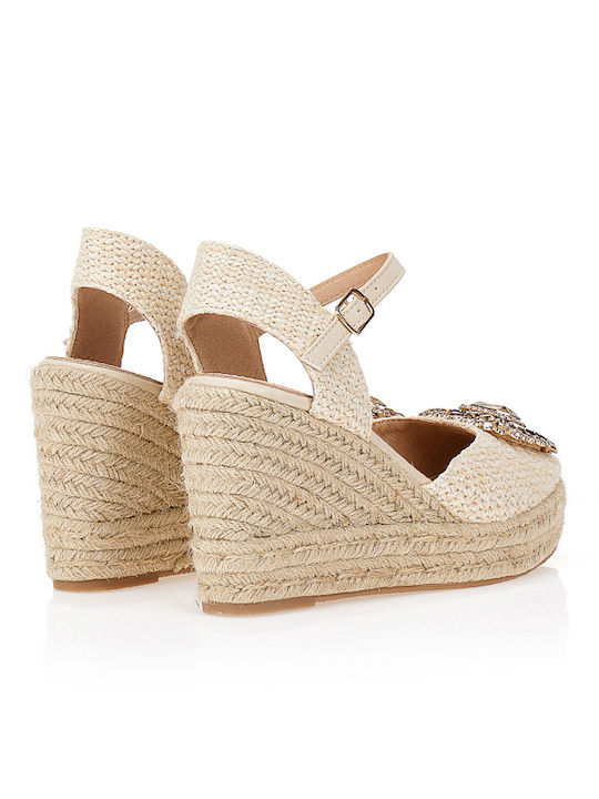 Damenplattformen im Espadrilles-Stil Beige