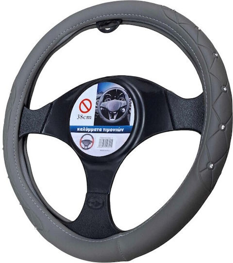 Car Steering Wheel Cover with Diameter 37-38cm in Gray Leatherette