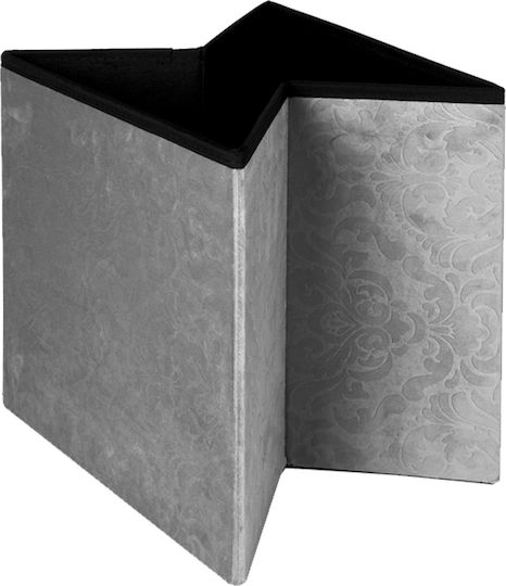 Stool For Living Room Collapsible With Storage Space Grey Velvet Jacquard 38x38x37.5cm Stool For Living Room Collapsible With Storage Space Grey Velvet Jacquard 38x38x37.5cm