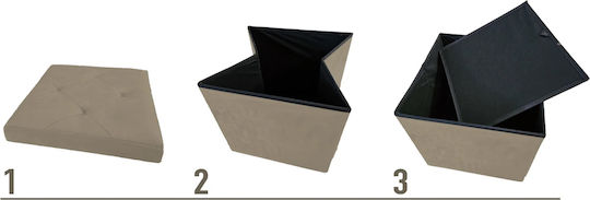 Скамейка-Пуф 642959 с Място за Съхранение Капучино Кадифе 38x38x38см