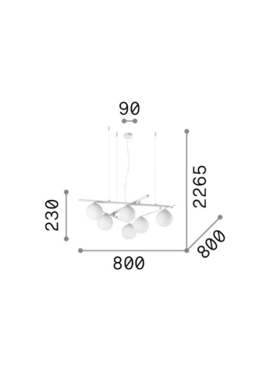 Ideal Lux Κρεμαστό Φωτιστικό Μαύρο 80x80εκ.