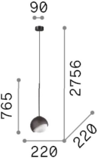 Ideal Lux Κρεμαστό Φωτιστικό Χρυσό με Ντουί E27 22x22x76.5εκ.