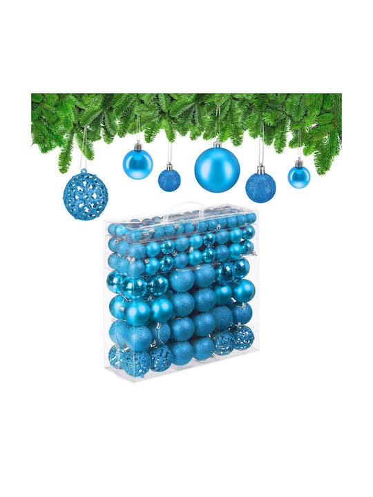Set 150 Christmas Baubles Relaxdays Turquoise