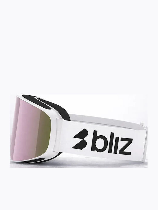 Bliz Μάσκα Σκι & Snowboard Ενηλίκων Λευκή με Φακό Φιμέ σε Ροζ Χρώμα