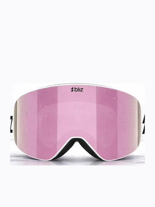 Bliz Μάσκα Σκι & Snowboard Ενηλίκων Λευκή με Φακό Φιμέ σε Ροζ Χρώμα