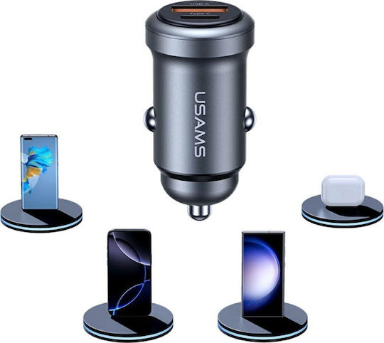 Usams Auto-Ladegerät 30W Schnellladung mit Anschlüssen: 1xUSB 1xType-C