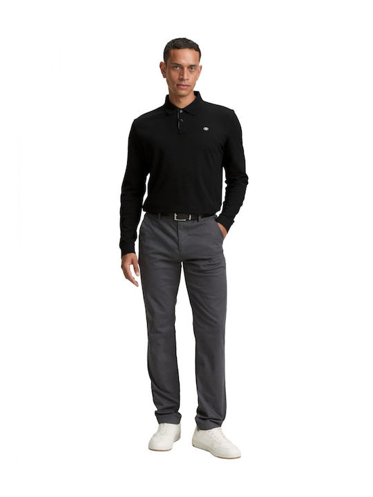 Basic Polo Short Sleeve Black Blouse