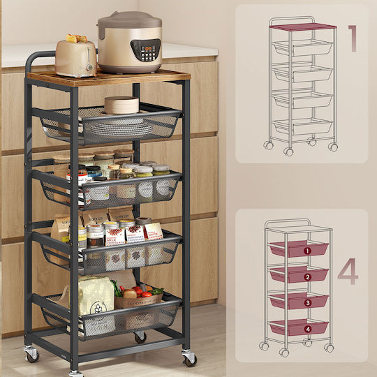 Vasagle Rack de bucătărie Metalic Neagră 5 Sloturi 40x31.7x95cm