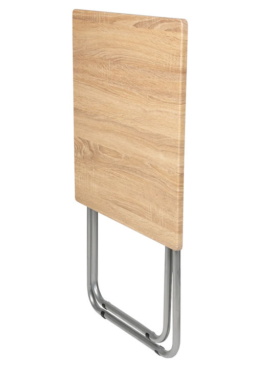 Table Kitchen Collapsible Wooden with Metal Frame Sonoma/silver 90x60x72cm