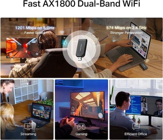 Mercusys Wireless Adapter Mercusys Ma70xm Ax1800 Dual-band Wi-fi 6 Usb 3.0