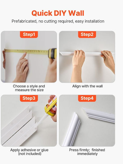 3D Wall Panels Adhesive Paintable White 51x51cm 12 Pieces