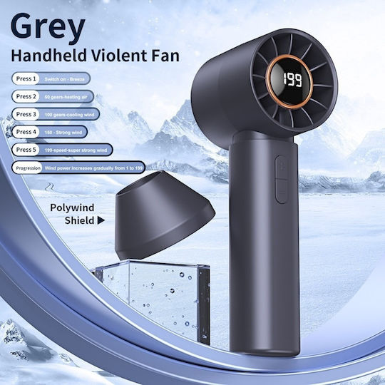 Ventilator Turbo Portabil Fără Pale Silențios Display Led Încărcare Type C