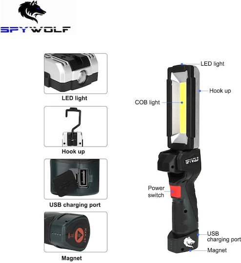 Spywolf Μπαλαντέζα Φωτισμού Συνεργείου Επαναφορτιζόμενος LED με Φωτεινότητα έως 6000lm 4τμχ