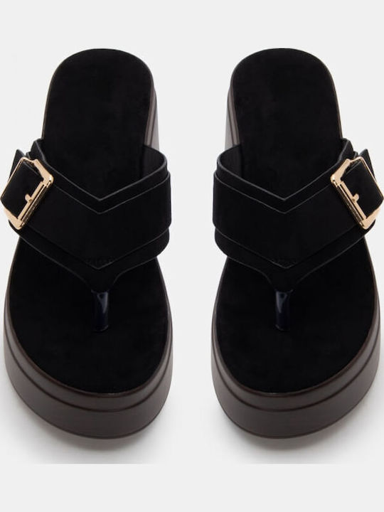 Women's Synthetic Leather Platform Shoes Black