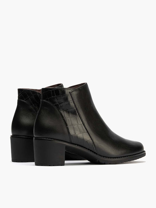 Leder Stiefeletten Damen Schwarz