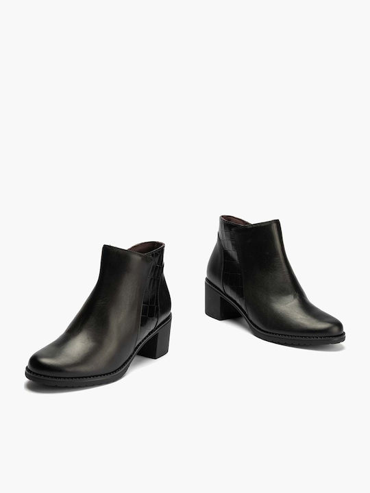 Leder Stiefeletten Damen Schwarz