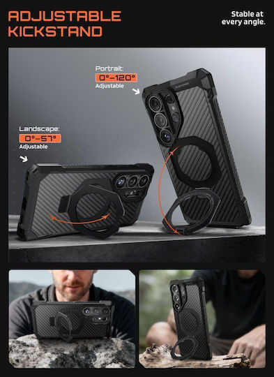 Supcase Unicorn Beetle Grip Mag Back Cover Aramid Fiber Silicone Plastic Black for Galaxy S26 Ultra