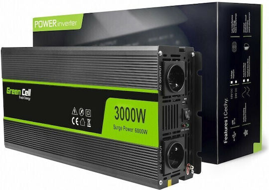 Green Cell Inverter Αυτοκινήτου για Μετατροπή 12V DC σε 230V AC με 1xUSB