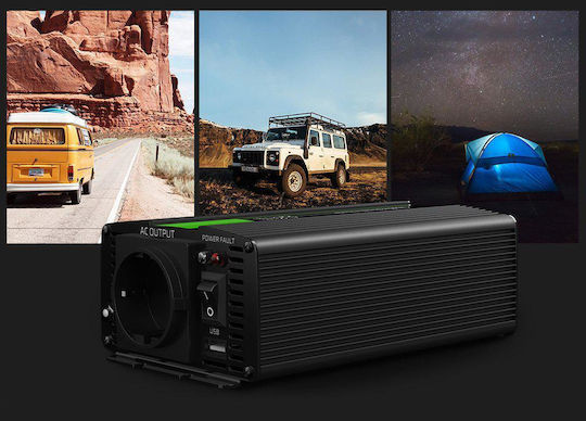 Green Cell Invertor Auto Unda sinusoidală pură 600W pentru Convertirea 12V DC în 220V AC