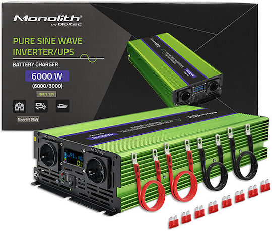 Qoltec Car Inverter Pure Sinewave 6000W for 12V DC