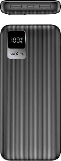 Maxlife MXPB-07 Power Bank 10000mAh with 2 USB-A Ports and USB-C Port Black