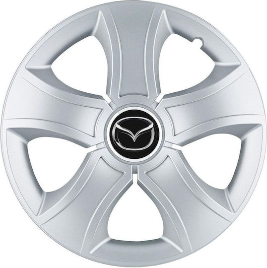 Auto Radkappen Set mit Marke Mazda 4Stück 16" Gray/Gray