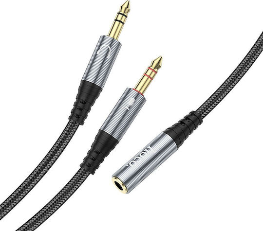 Hoco Hoco 3,5mm Klinkenkabel 3,5mm Stecker - 2x 3,5mm Buchse Grau 0,25m
