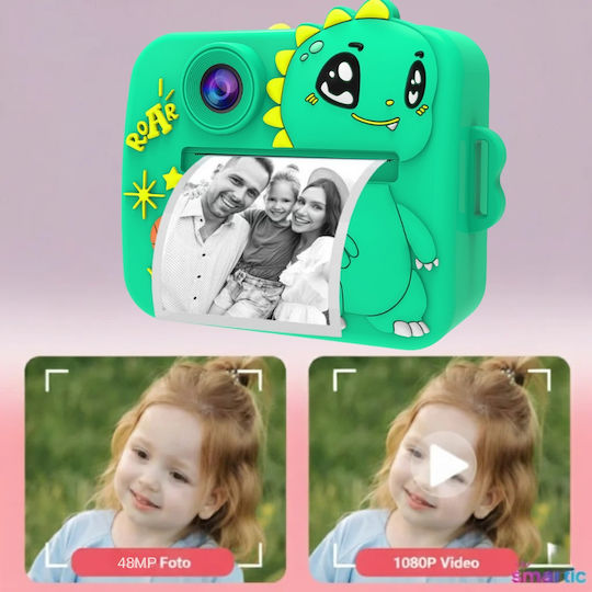 Smartic Cameră Pentru Copii Hd 1080p Rezoluție Baterie 1100mah Ecran 2.4 Inch Card Memorie 32 Gb Funcție Imprimare Instant 4 Jocuri 4 Role Imprimare Mp3 Mod Selfie 6 Markere