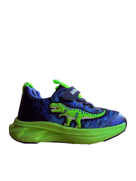 Kids Sneakers Anatomic with Hoop & Loop Closure and Blue Lights