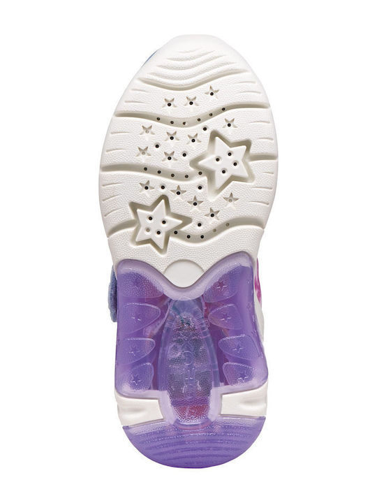 Fadinlight Kinder Sneaker Anatomisch mit Bügel- und Schleifenverschluss mit Lichtern Flieder