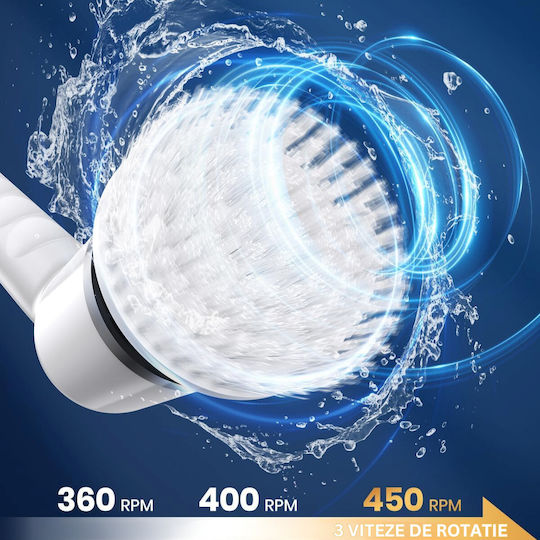 Perie Electrică Rotativă Curățare Eficientă Inco Multifuncțională Fără Fir Mâner Extensibil Afișaj Digital Lcd 9 Capete Diferite Suprafețe Diverse 3 Viteze Reglabile Usb Tip-c Baterie Reîncărcabilă 2500mah Baterie Albă