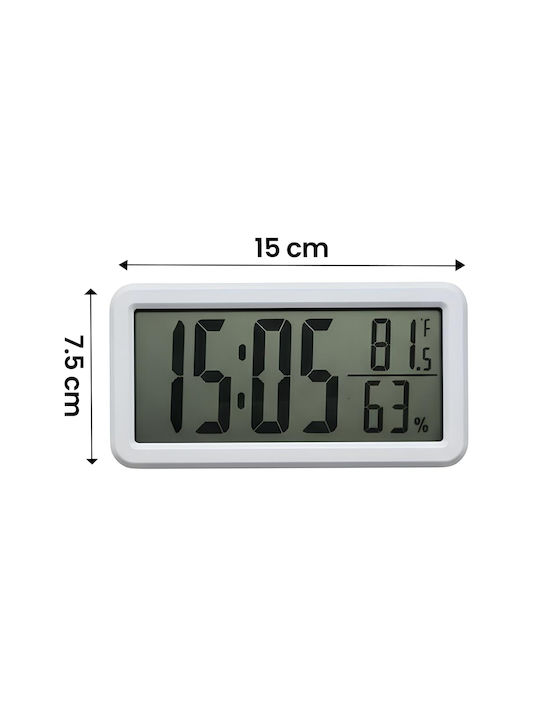 Avizar Modern Digital Alarm Clock Thermometer Hygrometer 3v Minimalist Design White