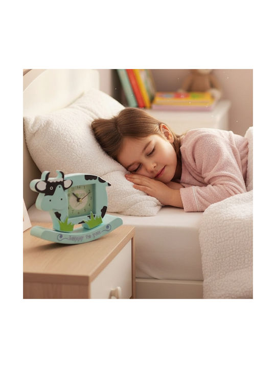 Avizar Analog Alarm Clock Children Cow Design Happy To You Model Blue