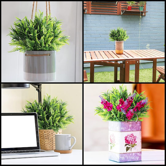 Set 6 Belle Vous Artificial Plants 35 × 29 Cm Fern Leaves Natural Look Uv Resistant Plastic Material Indoor Outdoor Decoration Green