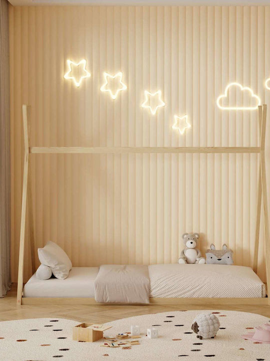 Kids Bed Classic Single with Mattress Beige 90x190cm