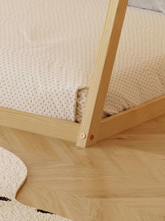 Kids Bed Classic Single with Mattress Beige 90x190cm