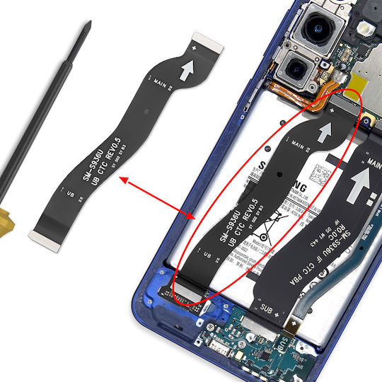 Кабел За Екран Galaxy S25 Plus Конектор На Дисплея Към Дънната Плата Черен