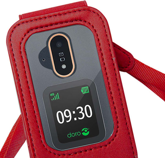 Bigben Handyhülle Doro 7080 6880 Leva Telefon Faltbare Klappe Nackenriemen Rote Farbe