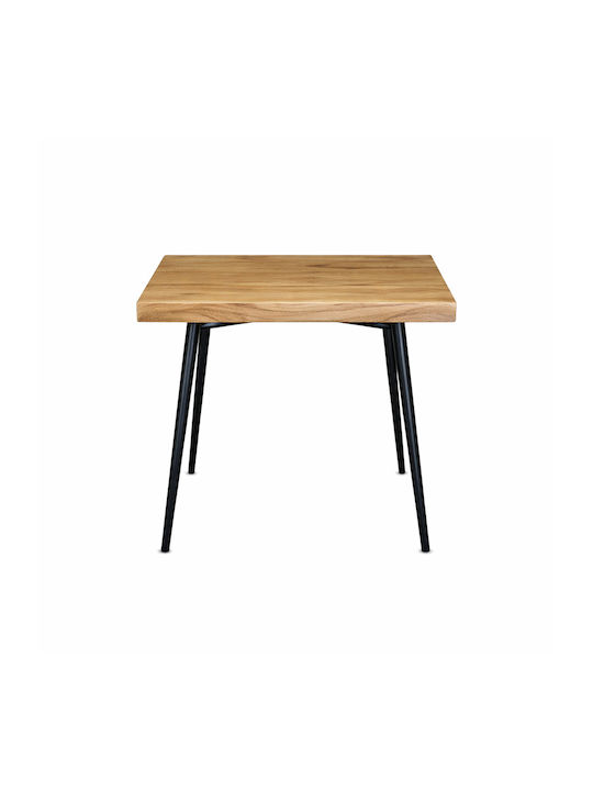 Square Central Coffee Table Daro Made of Solid Black Wood W60xL60xH55cm