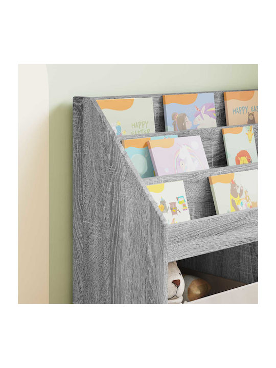 Kids Wooden Bookcase Gray 72.5x29.5x69cm