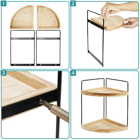 Belle Vous Corner Wall Mounted Bathroom Shelf Wooden 28.5x22x33cm Brown