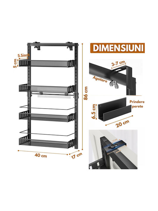 Inco Wall Mounted Bathroom Shelf Metallic with 4 Shelves 40x17x86cm Gray